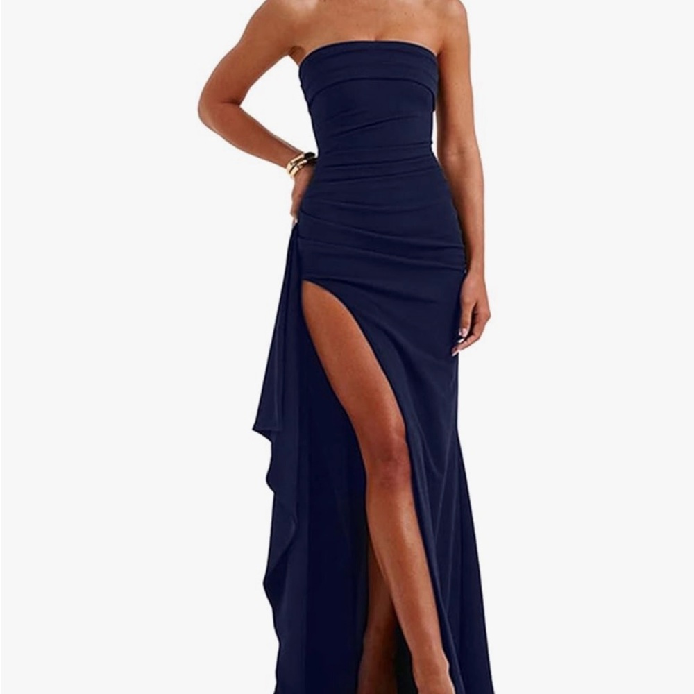 Women’s Navy Strapless Long Dress